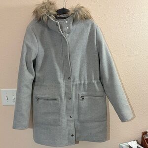 Maurice’s Gray Hooded Coat with Faux Fur Trim